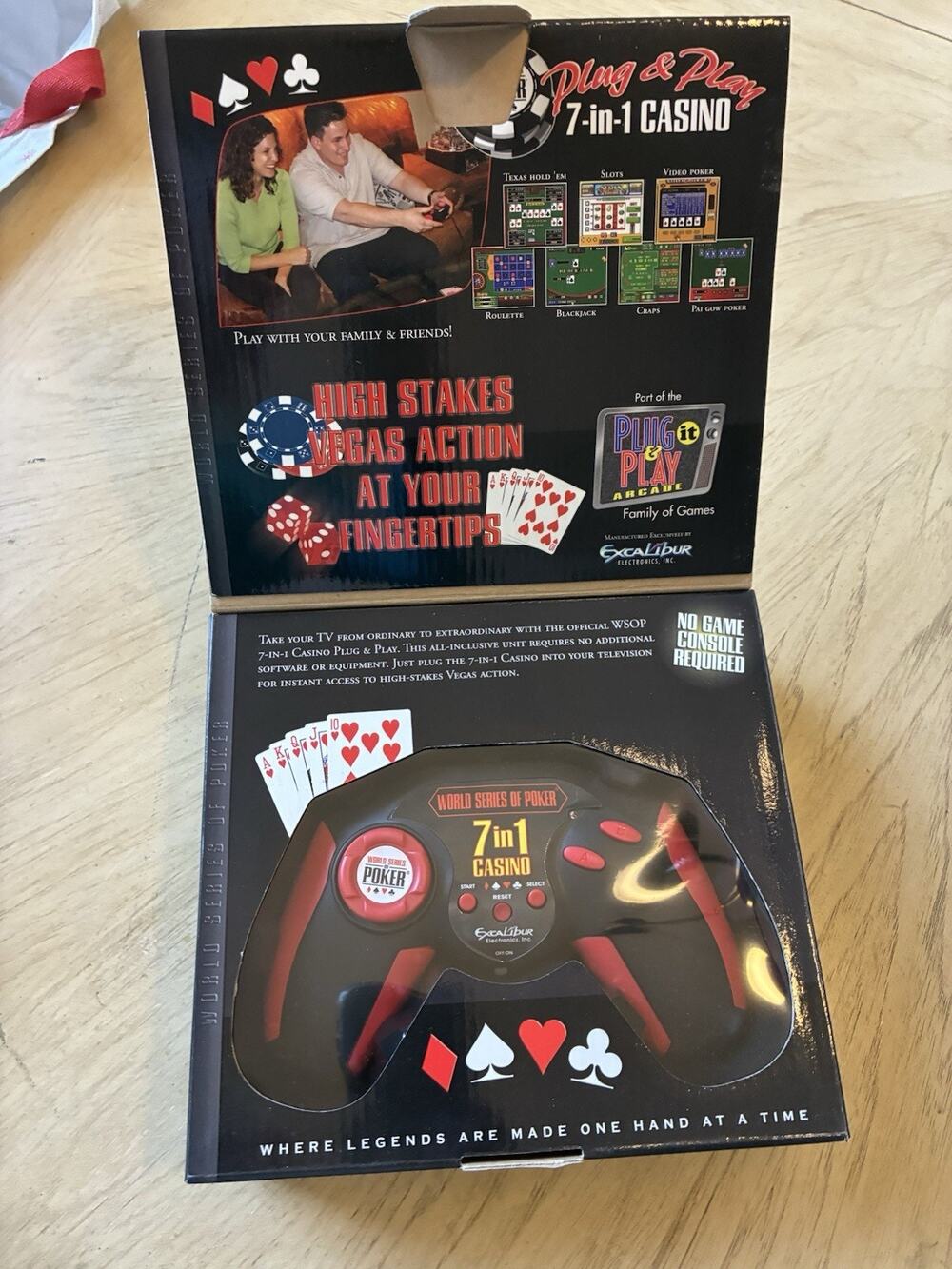 1A World Series of Poker Plug & Play 7-in-1 Casino Gambling Video Game Excalibur